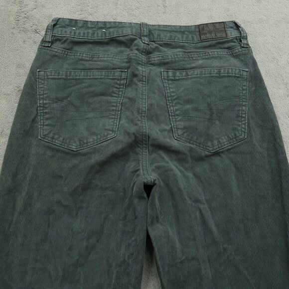 American Eagle Mom Jeans Women's 4R Green Mid-Rise Straight Corduroy 27" Inseam - Picture 14 of 16